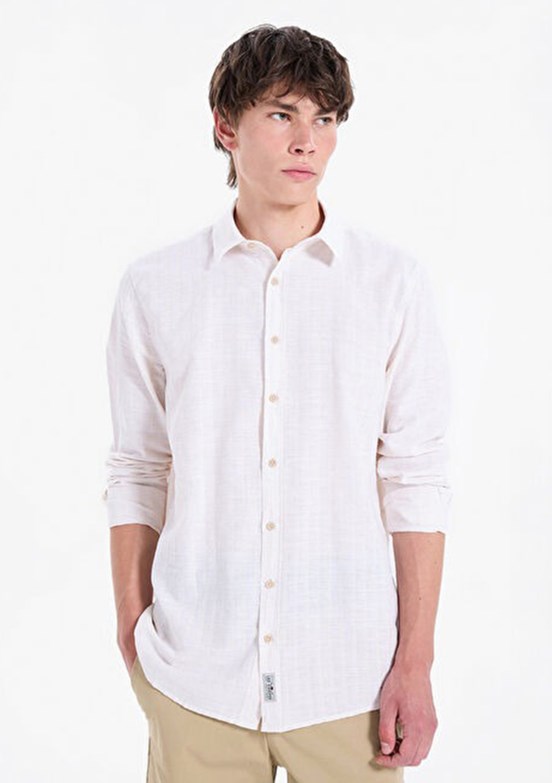 LEE COOPER - 262 LCM 241005 Erkek Bej Uzun Kol Gömlek