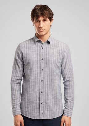 LEE COOPER Ellis - 262 LCM 241005 Erkek Lacivert Uzun Kol Gömlek