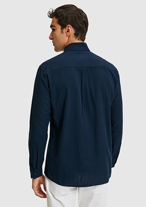 US POLO ASSN - Erkek Lacivert Uzun Kol Gömlek