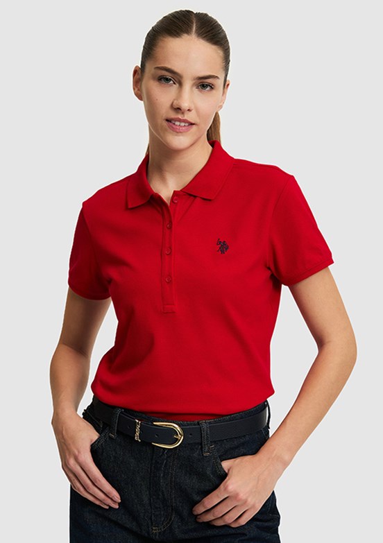 US POLO ASSN - Kadın Kırmızı Basic T-Shirt