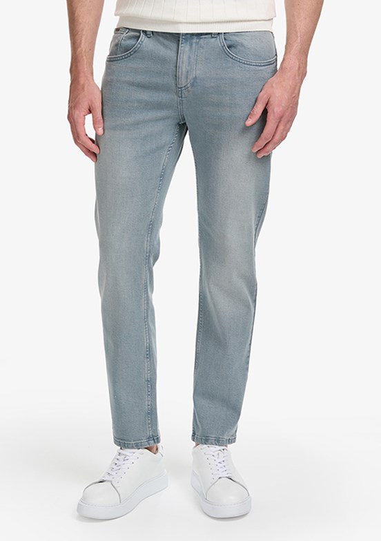 PİERRE CARDİN - Erkek Mavi Straight Jean Pantolon