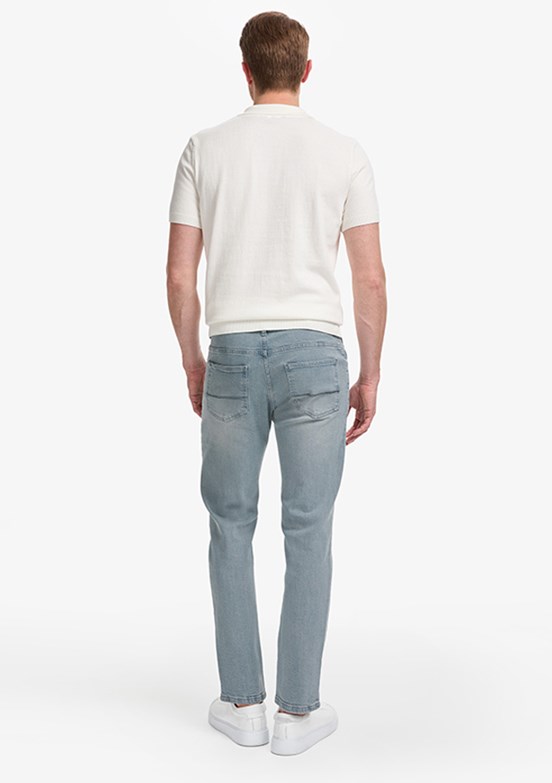 PİERRE CARDİN - Erkek Mavi Straight Jean Pantolon