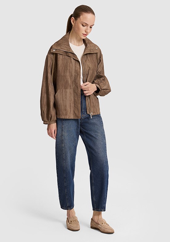 PİERRE CARDİN Kadın Kahverengi A-Form Fit Mont