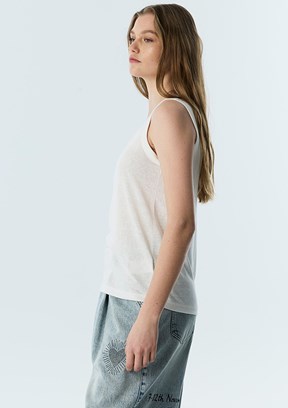TWİST Tısort - TS1260070137 Kadın Beyaz Basic T-Shirt