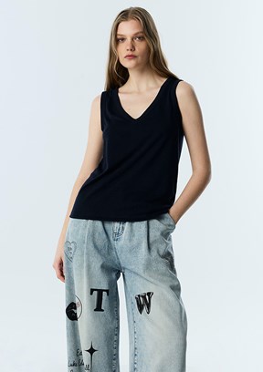 TWİST - TS1260070137 Kadın Lacivert Basic T-Shirt