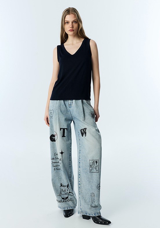 TWİST - TS1260070137 Kadın Lacivert Basic T-Shirt