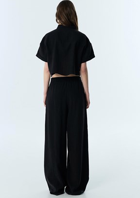 TWİST - TS1260003262 Kadın Siyah Beli Lastikli Pantolon