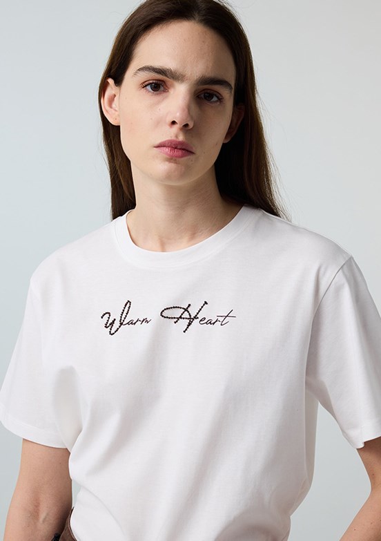İPEKYOL - IS1260070245 Kadın Beyaz Basic T-Shirt