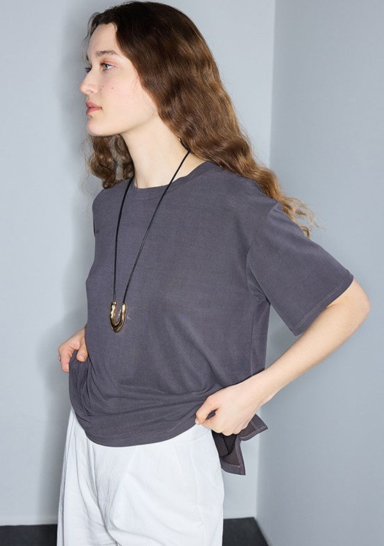 İPEKYOL Tısort - IS1260070242 Kadın Kahverengi Basic T-Shirt