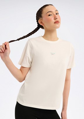REEBOK 6M New Id - A10220405307010 Kadın Beyaz Kısa Kol T-Shirt