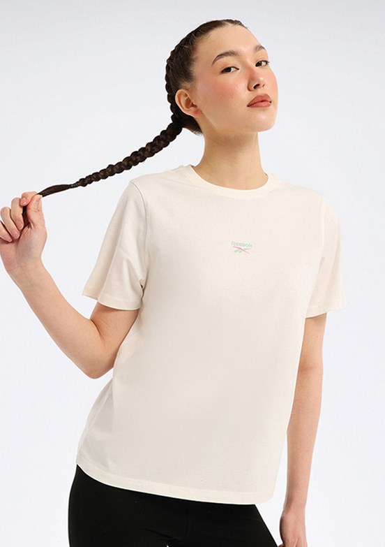 REEBOK 6M New Id - A10220405307010 Kadın Beyaz Kısa Kol T-Shirt