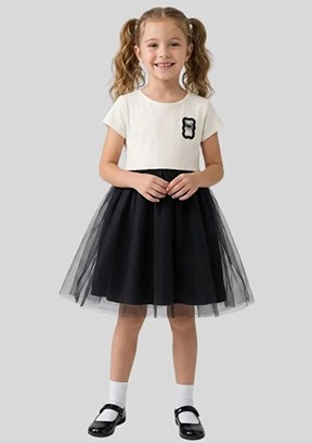 HARİBO - S26G1ELB205 Kız Çocuk  Siyah - Bej Elbise