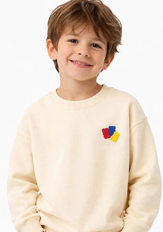 HARİBO - S26G1SW202 Unisex Krem Basic Sweatshirt