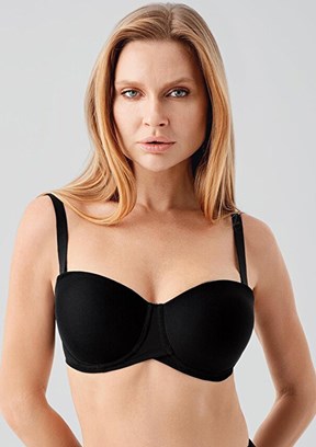 NEW BRA - 3570570000 Kadın Siyah Dolgusuz Straplez Sütyen