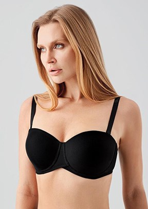 NEW BRA - 3570570000 Kadın Siyah Dolgusuz Straplez Sütyen