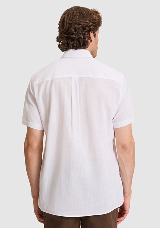 US POLO ASSN - Erkek Beyaz Kısa Kol Gömlek