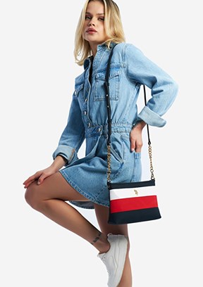 US POLO ASSN - US26265 Kadın Lacivert/Açık Kırmızı Çapraz Çanta