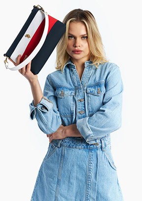 US POLO ASSN - US26265 Kadın Lacivert/Açık Kırmızı Çapraz Çanta