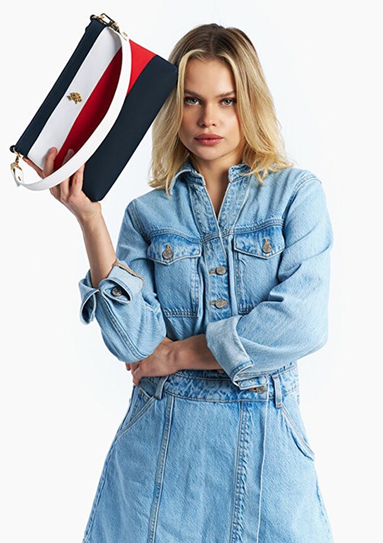 US POLO ASSN - US26265 Kadın Lacivert/Açık Kırmızı Çapraz Çanta