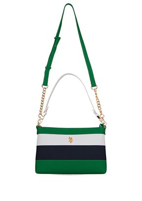 US POLO ASSN - US26265 Kadın Yeşil/Lacivert/Beyaz Çapraz Çanta