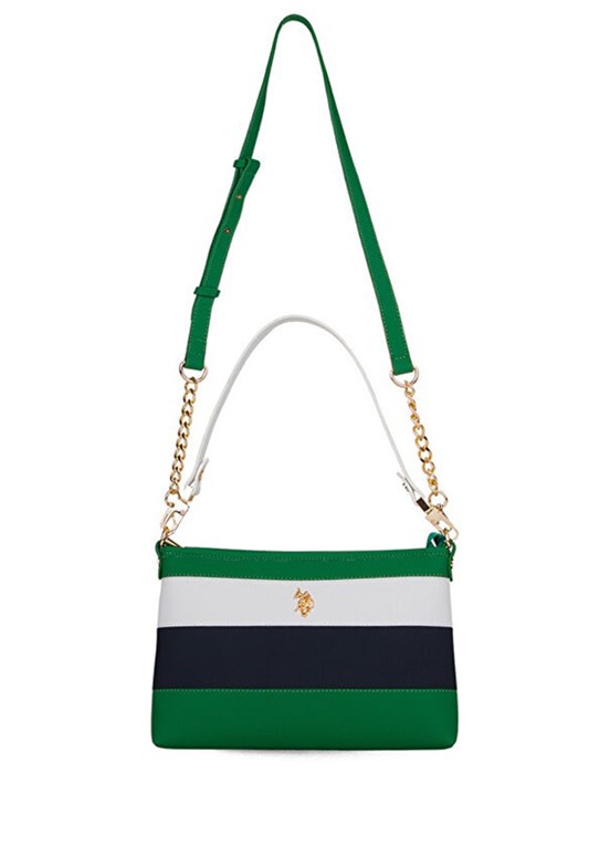 US POLO ASSN - US26265 Kadın Yeşil/Lacivert/Beyaz Çapraz Çanta