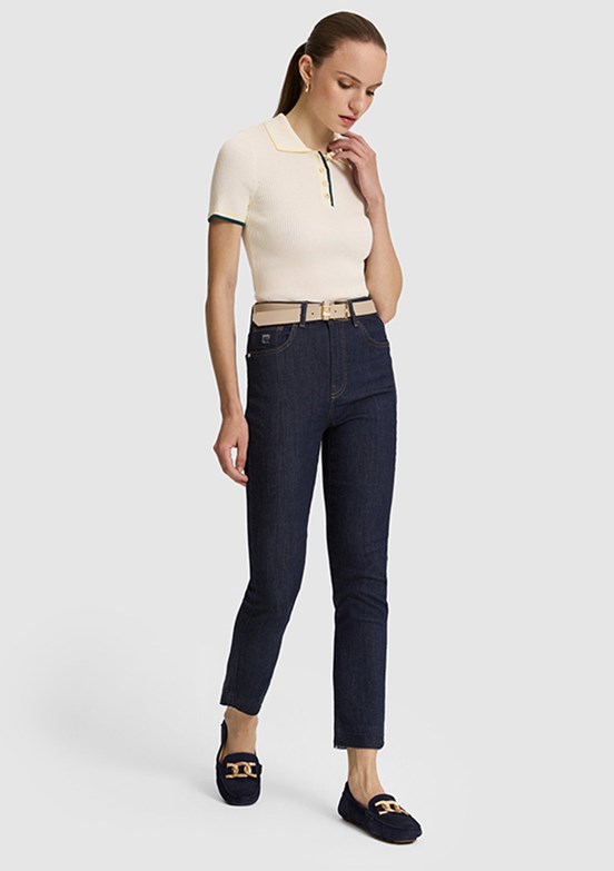 PİERRE CARDİN Kadın Mavi Slim Jean Pantolon