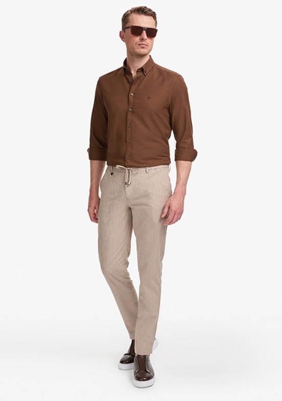 PİERRE CARDİN - Erkek Kahverengi Ultra Slim Pantolon