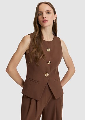PİERRE CARDİN Kadın Kahverengi Slim Yelek