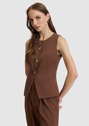 PİERRE CARDİN Kadın Kahverengi Slim Yelek