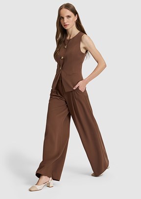 PİERRE CARDİN Kadın Kahverengi Slim Yelek