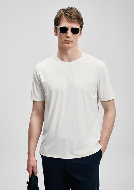 LUFİAN Nuvor - 111020319 Erkek Beyaz Baskılı T-Shirt