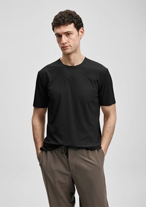 LUFİAN Nuvor - 111020319 Erkek Siyah Baskılı T-Shirt