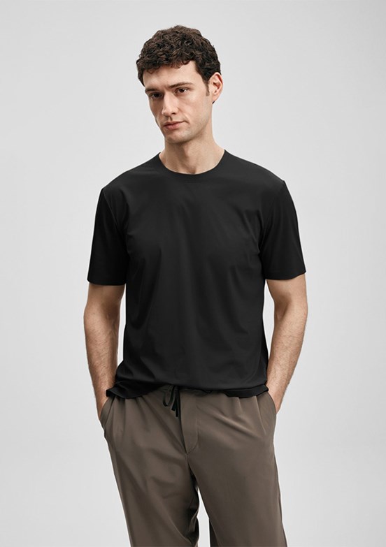 LUFİAN Nuvor - 111020319 Erkek Siyah Baskılı T-Shirt