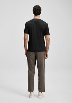 LUFİAN Nuvor - 111020319 Erkek Siyah Baskılı T-Shirt