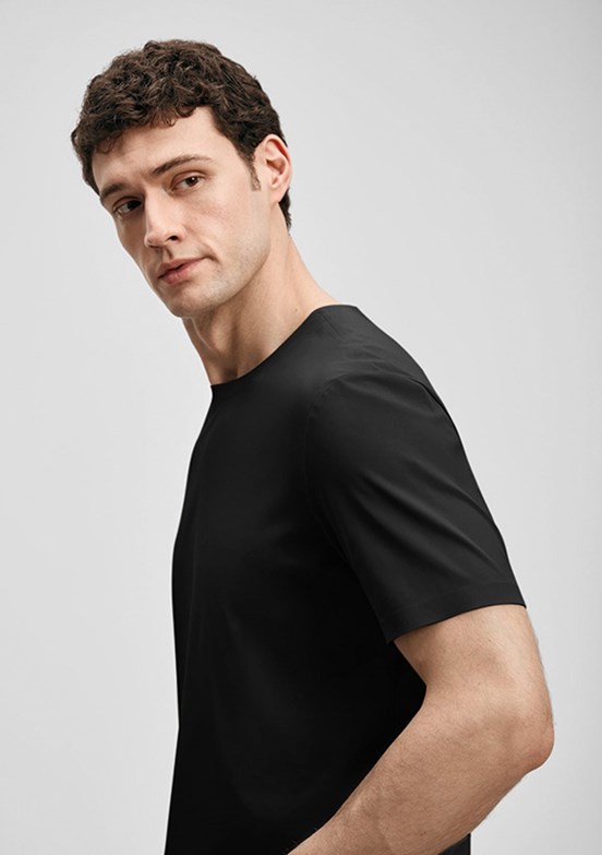 LUFİAN Nuvor - 111020319 Erkek Siyah Baskılı T-Shirt