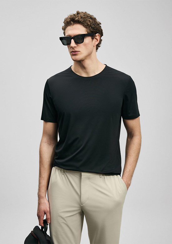 LUFİAN Altero - 111020320 Erkek Siyah Baskılı T-Shirt