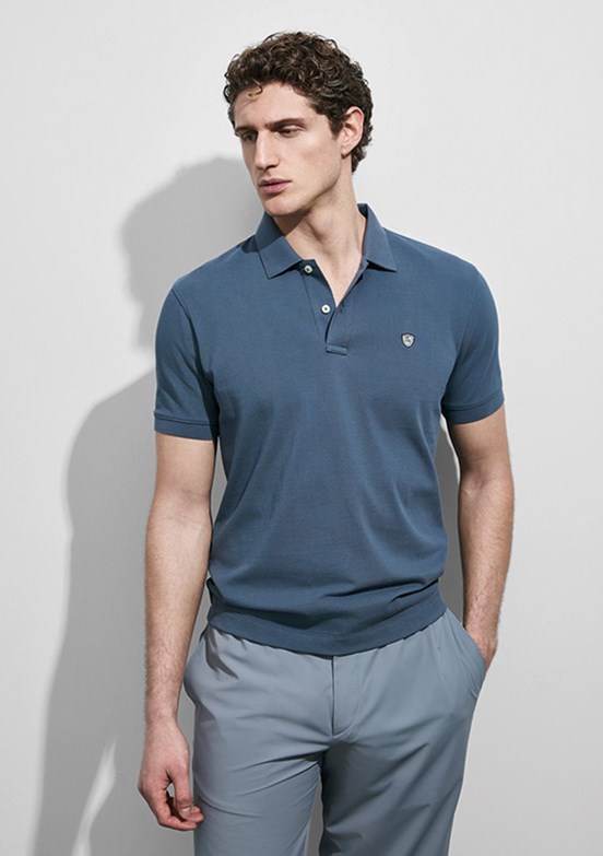 LUFİAN Laon - 111040230 Erkek Antrasit Polo Yaka T-Shirt