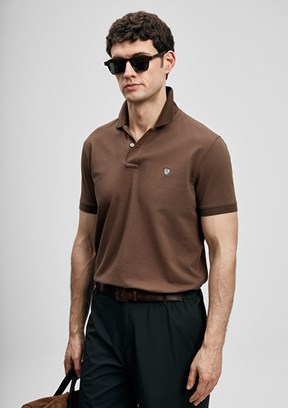 LUFİAN Laon - 111040230 Erkek Kahverengi Polo Yaka T-Shirt