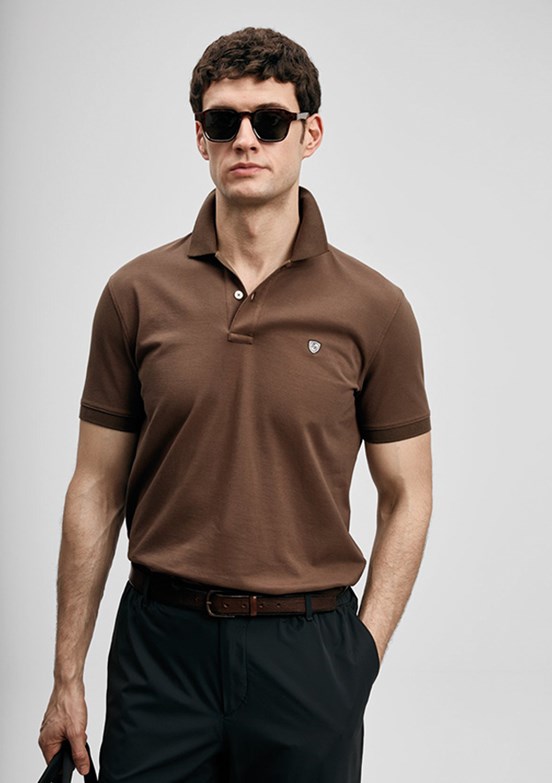 LUFİAN Laon - 111040230 Erkek Kahverengi Polo Yaka T-Shirt