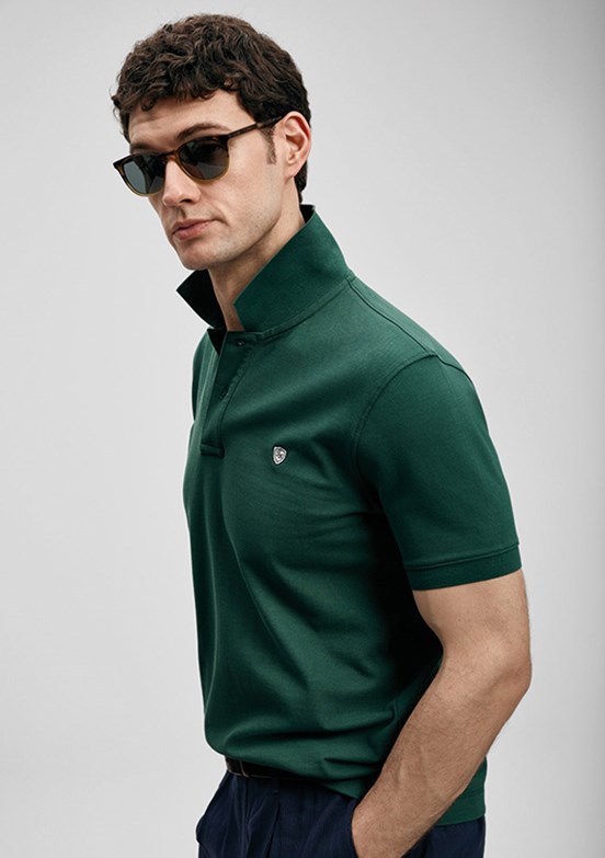 LUFİAN Laon - 111040230 Erkek Yeşil Polo Yaka T-Shirt