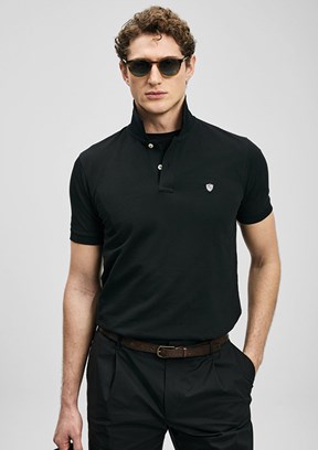 LUFİAN Laon - 111040230 Erkek Siyah Polo Yaka T-Shirt