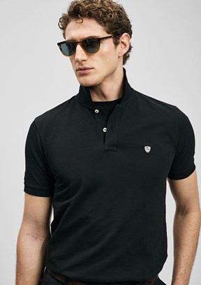 LUFİAN Laon - 111040230 Erkek Siyah Polo Yaka T-Shirt