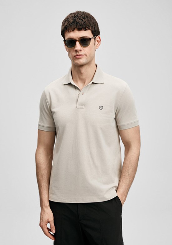 LUFİAN Laon - 111040230 Erkek Bej Polo Yaka T-Shirt