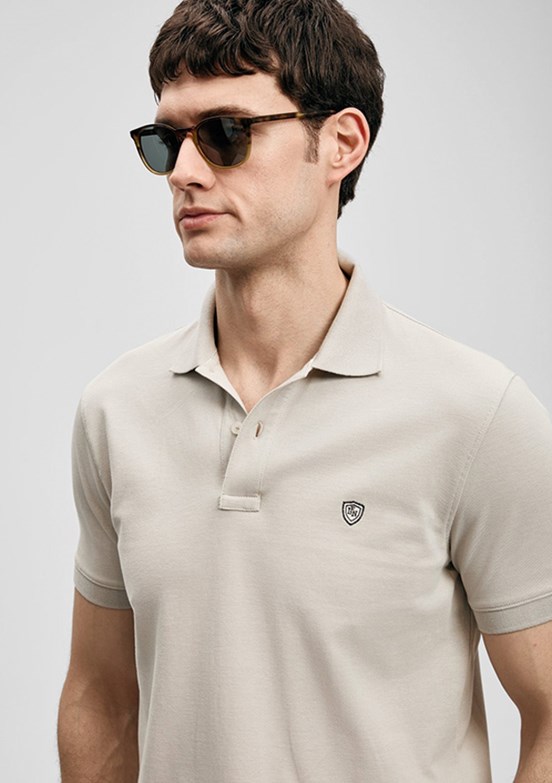 LUFİAN Laon - 111040230 Erkek Bej Polo Yaka T-Shirt