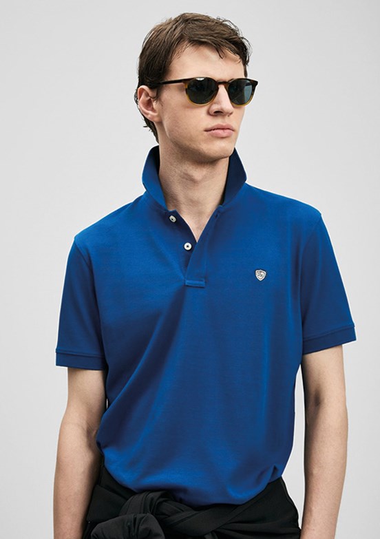 LUFİAN Laon - 111040230 Erkek Saks Koyu Polo Yaka T-Shirt