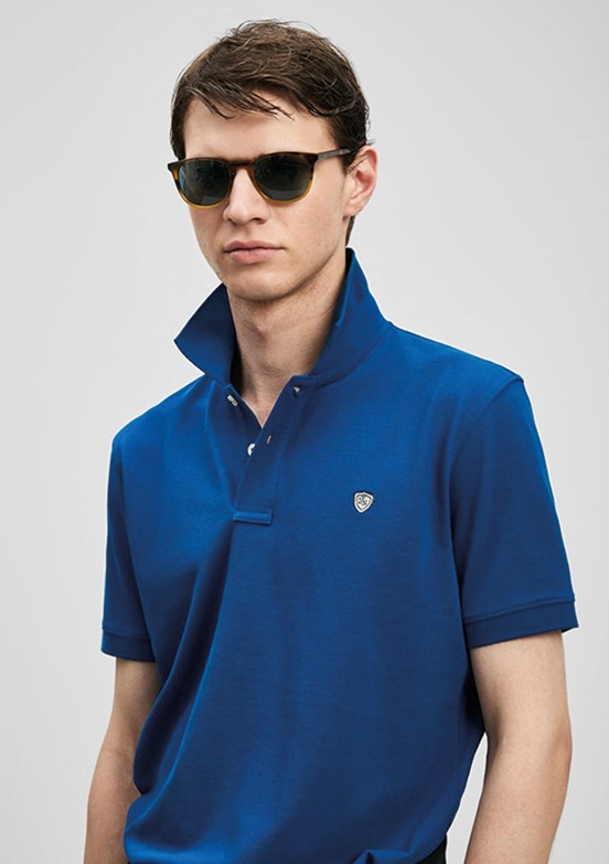 LUFİAN Laon - 111040230 Erkek Saks Koyu Polo Yaka T-Shirt