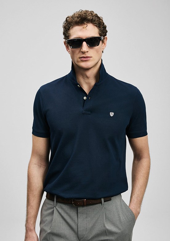 LUFİAN Laon - 111040230 Erkek Lacivert Polo Yaka T-Shirt