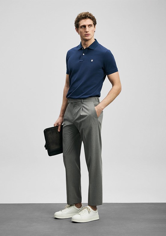 LUFİAN Laon - 111040230 Erkek Lacivert Polo Yaka T-Shirt