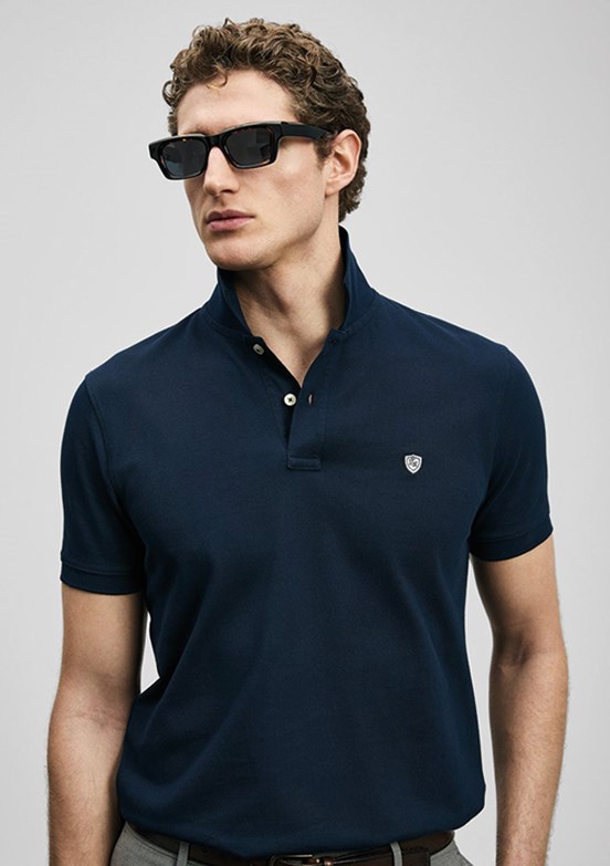 LUFİAN Laon - 111040230 Erkek Lacivert Polo Yaka T-Shirt