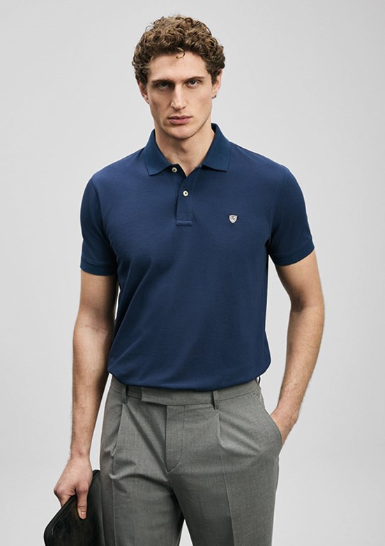 LUFİAN Laon - 111040230 Erkek Lacivert Polo Yaka T-Shirt